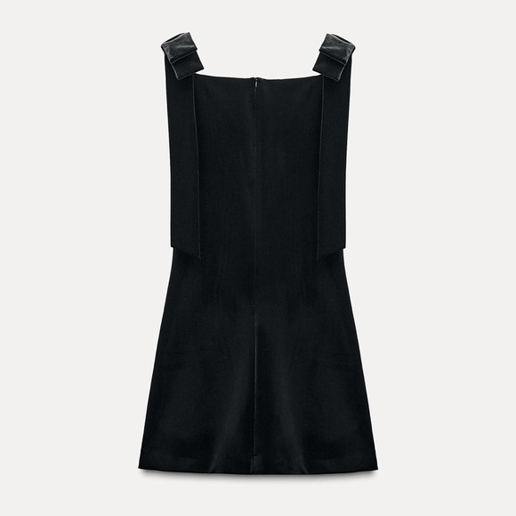 Zara VELVET BOWS DRESS Black - Picture 3 of 10